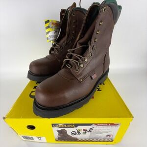 Carolina Sarge 1809 Mens 8" Steel Toe Work Boots Brown Leather USA Made 8.5 2E‎